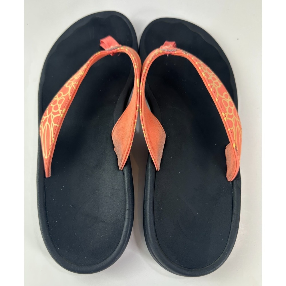 OluKai Ohana Flip Flop Sandals Orange Yellow 20110 Water Resist Women's Size 11 - Picture 10 of 16